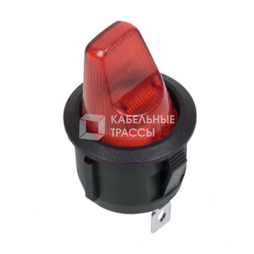 Выключатель клавишный круглый 12V 16А (3с) ON-OFF красный с подсветкой | 36-2590 | REXANT