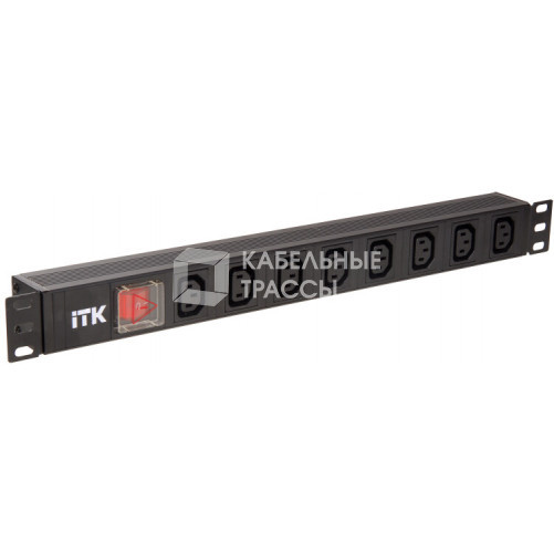 Блок розеток 19 PDU (8шт) IEC320 C13 с LED выкл.алюм.профиль 1U ВХОД C14 без шнура | PH12-8C133 | ITK