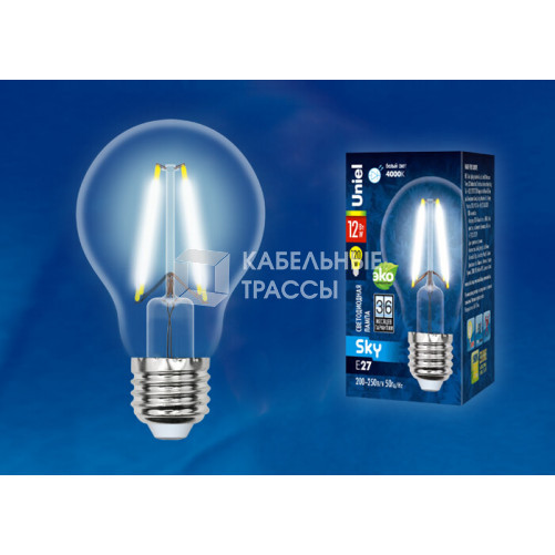 Лампа светодиодная LED-A60-12W/4000K/E27/CL PLS02WH LED. 