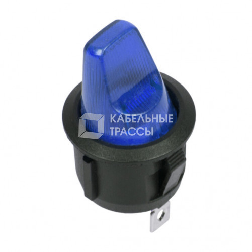 Выключатель клавишный круглый 12V 16А (3с) ON-OFF синий с подсветкой | 36-2591 | REXANT