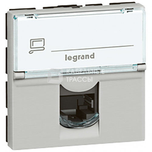 Розетка RJ 45 - Программа Mosaic - категория 6а - STP - 2 модуля - алюминий - LCS? | 079476 | Legrand