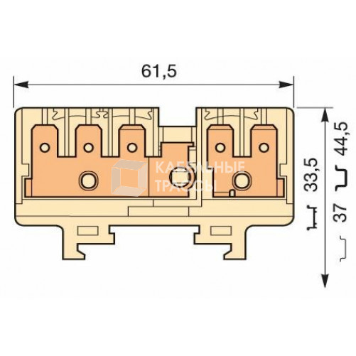Клемма HD6/9.3G.2G quick-connect (fast on) 6,3x0,8мм, 6 мм. кв., 2 цепи (3 вертикальные с тестовым гнездом +2 вертикальные) | 1SNA160563R0000