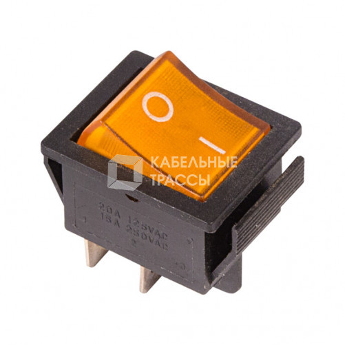 Выключатель клавишный 250V 16А (4с) ON-OFF желтый с подсветкой | 36-2333 | REXANT