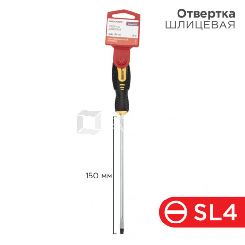 Отвертка шлицевая SL 4х150 мм, двухкомпонентная рукоятка | 12-6425 | REXANT