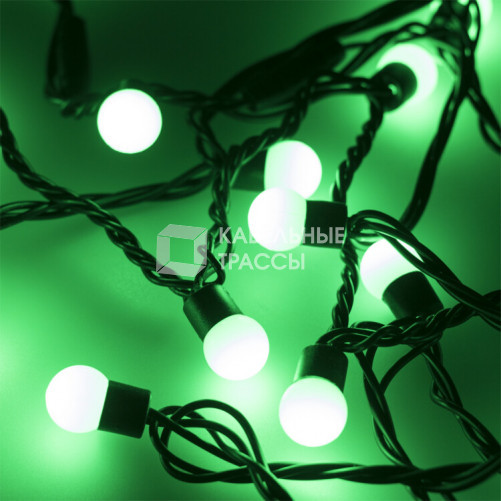 Светодиодная гирлянда ARD-BALL-CLASSIC-D17.5-10000-BLACK-100LED GREEN (230V, 7W) | 025581 | Arlight