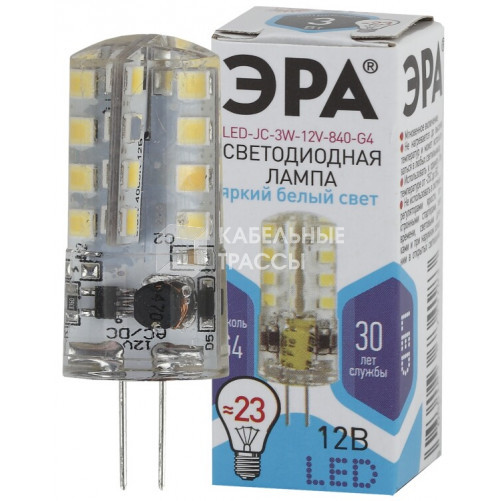 Лампа светодиодная LED-JC-3W-12V-840-G4 | Б0033194 | ЭРА