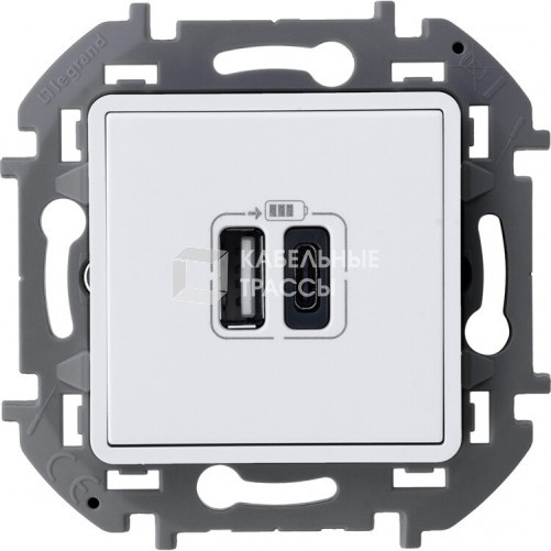 Inspiria белый зарядное устройство 2 местное с USB-разьемами A-C 240В/5В 3000мА С/У без рамки | 673760 | Legrand