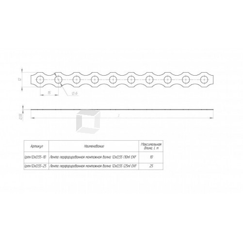 Лента перфорированная монтажная волна 12х0,55 (25м) EKF | lpmv12x0.55-25 | EKF