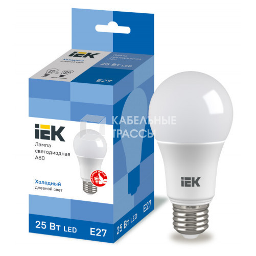 Лампа светодиодная LED A80 шар 25Вт 230В 6500К E27 | LLE-A80-25-230-65-E27 | IEK