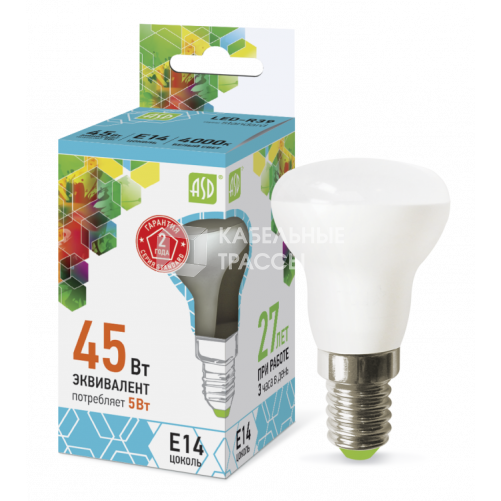 Лампа светодиодная LED-R39-standard 5Вт 230В Е14 4000К 450Лм | 4690612006703 | ASD