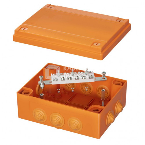 Коробка распределительная пластиковая FS с кабельными вводами и клеммникамиIP55,240x190x90мм,6р, 450V,20A,10мм.кв, нерж.контакт | FSK41610 | DKC