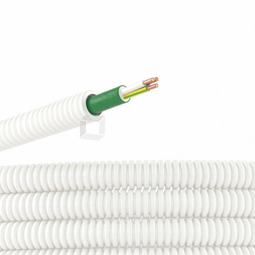 Электротруба ПЛЛ гибкая гофр. не содержит галогенов д.25мм, цвет белый,с кабелем ППГнг(А)-FRHF 3x2,5мм? РЭК 