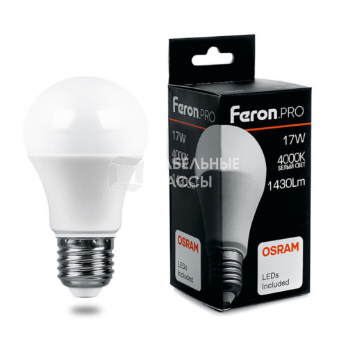 Лампа светодиодная .PRO LB-1017 Шар E27 17W 4000K OSRAM LED | 38039 | Feron