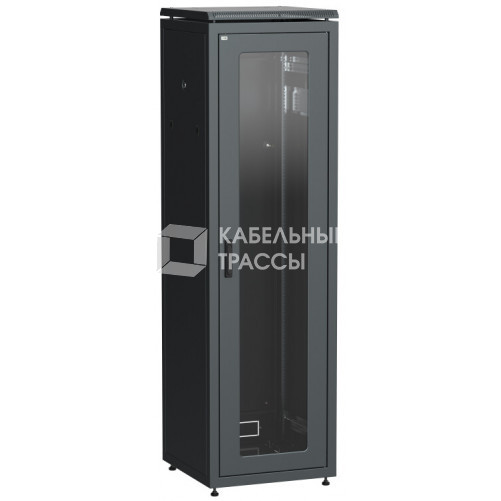 Шкаф сетевой 19 LINEA N 42U 600х600 мм стеклянная передняя дверь черный | LN05-42U66-G | ITK
