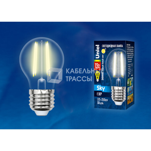 Лампа светодиодная LED-G45-13W/3000K/E27/CL PLS02WH LED. 