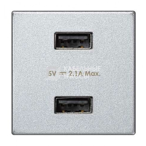 Simon Connect Зарядное устройство 2хUSB, К45, 5 В, 2,1 А, алюминий | K126E-8 | Simon