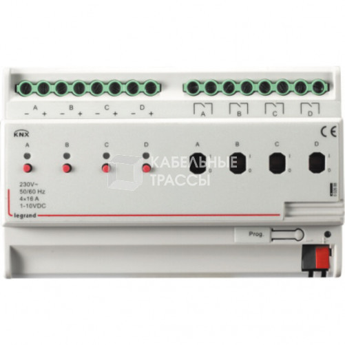 KNX. Контроллер освещения 4 канала 1-10В/4 канала реле 16А. DIN 8 модулей. | 002688 | Legrand