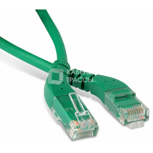 Патч-корд PC-APM-UTP-RJ45/L45-RJ45/L45-C6-1M-LSZH-GN U/UTP угловой, левый 45°-левый 45°, Cat.6, LSZH, 1 м, зеленый | 232972 | Hyperline