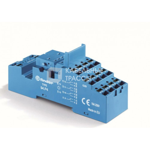 Розетка с безвинтовыми клеммами Push-in для реле 55.32, 55.34, таймера 85.02, 85.04; применяются модули 86.00, 99.02; | 94P4SPA | Finder