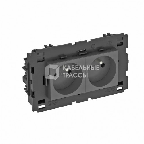 Розетка двойная 0° Modul45connect франц. стандарт, 250 В, 16A (черный) (STD-F0C8 SWGR2) | 6120630 | OBO Bettermann