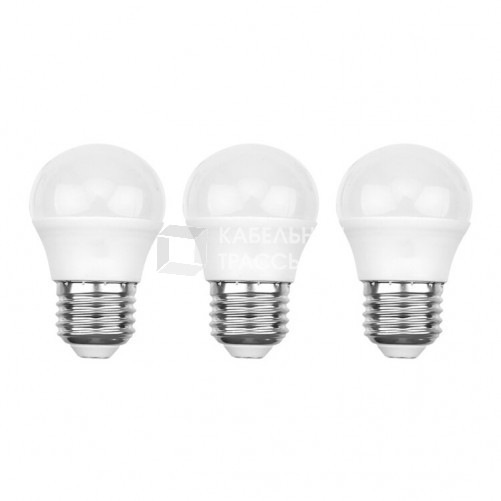 Лампа светодиодная Шарик (GL) 7.5 Вт E27 713 Лм 2700 K теплый свет (3 шт./уп.) | 604-034-3 | Rexant