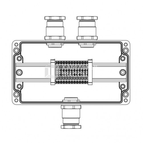 Взрывозащищенная клеммная коробка из полиэстера TBE-P-04-(12xCBC.2)-2xKH3MHK(A)-1xKH3MHK(C)1Ex e IIC Т5 Gb / Ex tb IIIC T95°C DbIP66/КЗ | 1231.041.22.