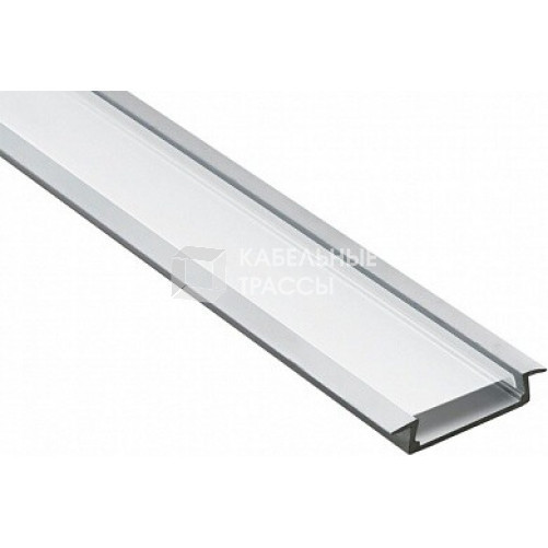 Профиль алюминиевый для светодиодной ленты встраиваемый широкий, серебро CAB252 2м ( в комплекте 2 заглушки) | 10293 | FERON