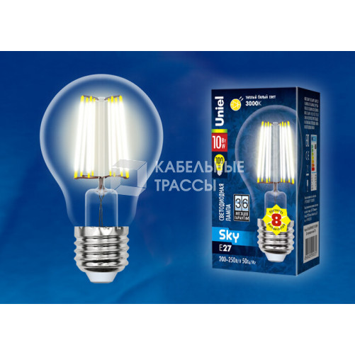 Лампа светодиодная LED-A60-10W/WW/E27/CL PLS02WH LED. 