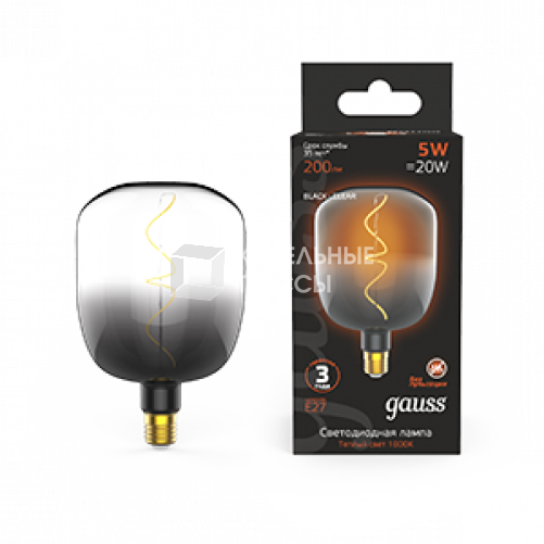 Лампа светодиодная LED Filament V140-DC Black-Clear 5W E27 200lm 1800K 140*204mm 1/6 | 1008802105 | Gauss