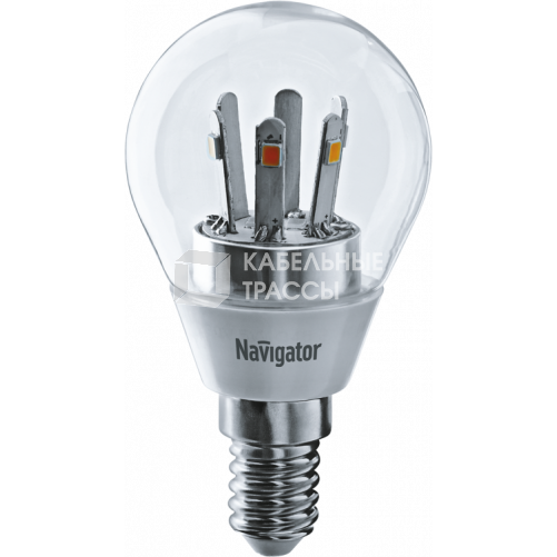 Лампа светодиодная LED 5Вт Е14 230В 2700К NLL-G45-5-230-2.7K-E14-CL шарик прозрачный | 71294 | Navigator