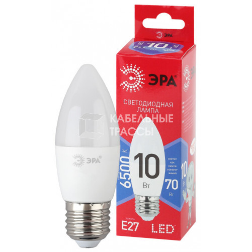Лампа светодиодная RED LINE LED B35-10W-865-E27 R E27 / Е27 10Вт свеча холодный дневной свет | Б0045338 | ЭРА