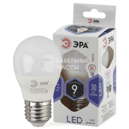 Лампа светодиодная LED P45-9W-860-E27 | Б0031412 | ЭРА