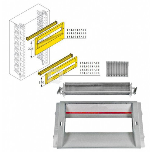 DIN-рейка+пластрон H=150мм для шкафа GEMINI (Размер4-5) | 1SL0309A00 | ABB
