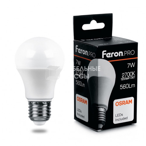 Лампа светодиодная .PRO LB-1007 Шар E27 7W 2700K OSRAM LED | 38023 | Feron