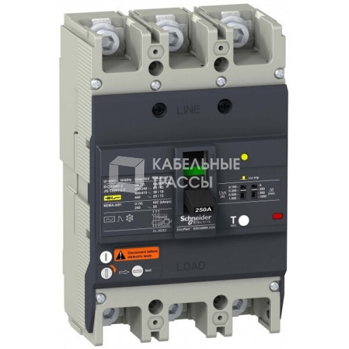 АВТ. ВЫКЛ. С ДИФ.ЗАЩ. 36 кА/415 В 3П3Т 160A | EZCV250H3160 | Schneider Electric