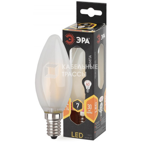 Лампа светодиодная F-LED B35-7W-827-E14 frost Лампы СВЕТОДИОДНЫЕ F-LED ЭРА (филамент, свеча мат., 7Вт, тепл, E14) | Б0027952 | ЭРА