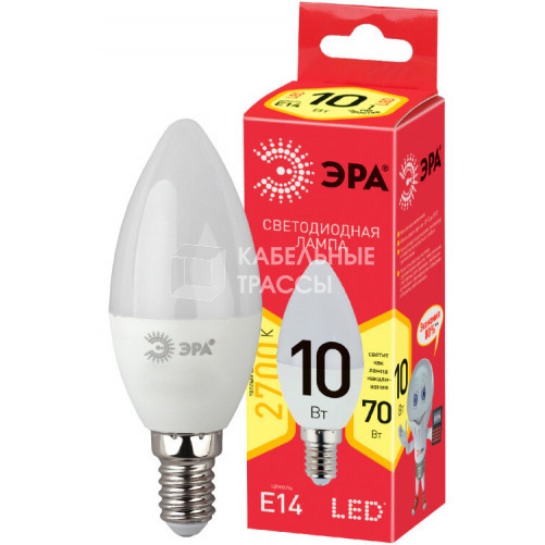 Лампа cветодиодная ECO LED B35-10W-827-E14 (диод, свеча, 10Вт, тепл, E14) (10/100/3500) | Б0032961 | ЭРА