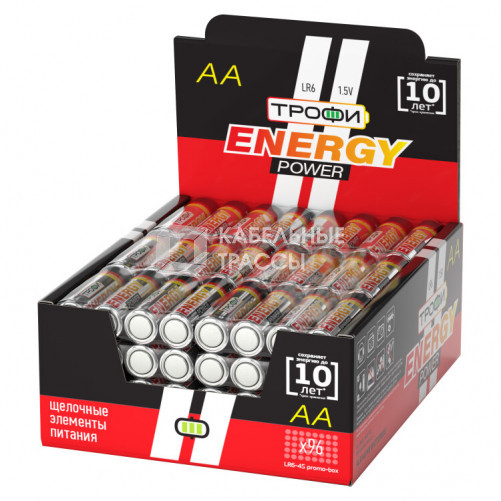 Батарейка щелочная (алкалиновая) LR6-4S promo-box (96/384/18432) (AA) | Б0017350 | ТРОФИ