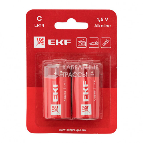 Батарейка алкалиновая типа C(LR14) блистер 2шт. | LR14-BL2 | EKF