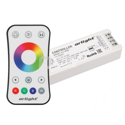 Контроллер SMART-RGB-SET-RING (12-24V, 3x3A, ПДУ 2.4G) (Arlight, IP20 Пластик, 5 лет) | 034807 | Arlight