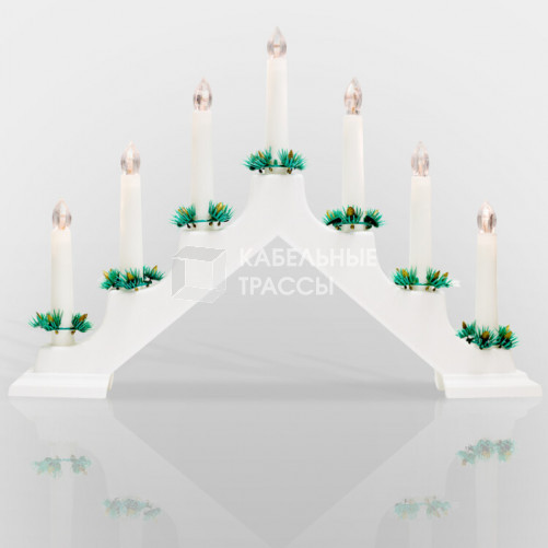 Новогодняя горка 7 свечек, цвет корпуса: Белый, цвет свечения: ТЕПЛЫЙ БЕЛЫЙ | 501-081 | NEON-NIGHT