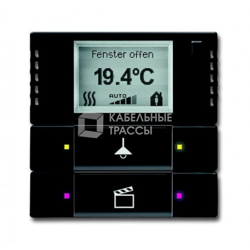 6128/28-885-500 Терморегулятор KNX с дисплеем и сенсором, 2/4-клавишный, чёрный бархат | 6134-0-0339 | 2CKA006134A0339 | ABB
