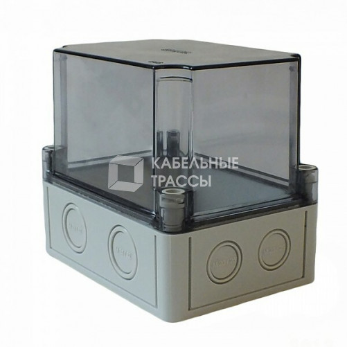 Коробка 150х110х138 ПК поликорбанат,серый цвет корпуса,крышка высокая,прозрачная,DIN-рейка | КР2801-923 | HEGEL