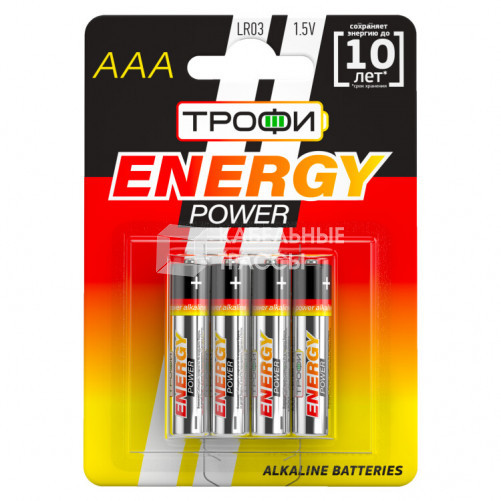 Батарейка щелочная (алкалиновая) LR03-4BL (40/960/30720) (AAA) | C0034915 | ТРОФИ