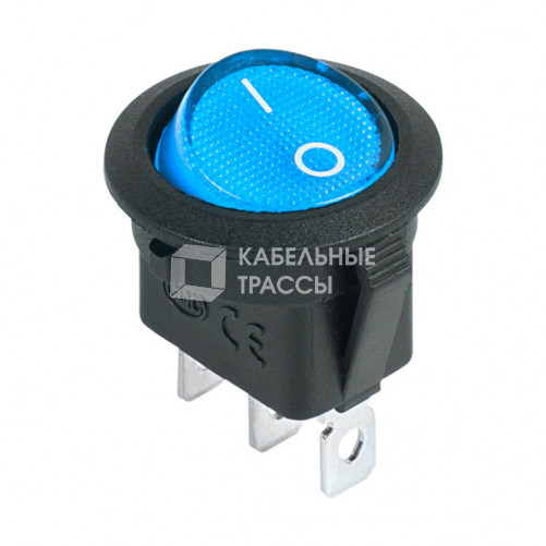 Выключатель клавишный круглый 12V 20А (3с) ON-OFF синий с подсветкой | 36-2586 | REXANT