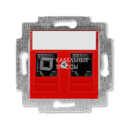 ABB Levit Красный Розетка комп. 2-ая 2хRJ45 категория 6 | 5014H-A61018 65W | 2CHH296118A6065 | ABB