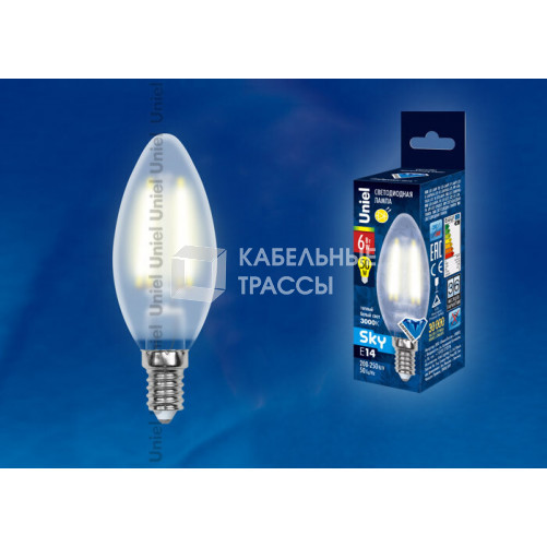 Лампа светодиодная LED-C35-6W/WW/E14/FR PLS02WH LED. 