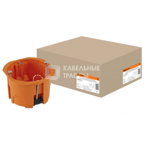 Коробка установочная 65х45 с саморезами, пластиковые лапки, оранжевая (для полых стен) | SQ1403-0022 | TDM