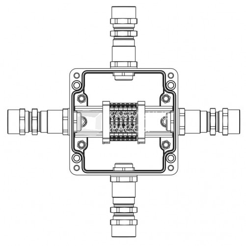 Взрывозащищенная клеммная коробка из полиэстера TBE-P-03-(6xCBC.2)-1xKA2MHK(A)-1xKA2MHK(B)-1xKA2MHK(C)-1xKA2MHK(D)1Ex e IIC Т5 Gb /Ex tb IIIC T95°C Db