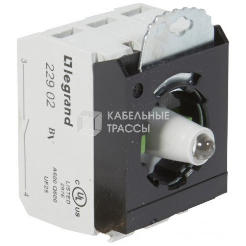 Osmoz Комплектующий блок для кнопок для комплектации с подсветкой под винт 230 В~ 2Н.О. белый 3 поста | 023016 | Legrand